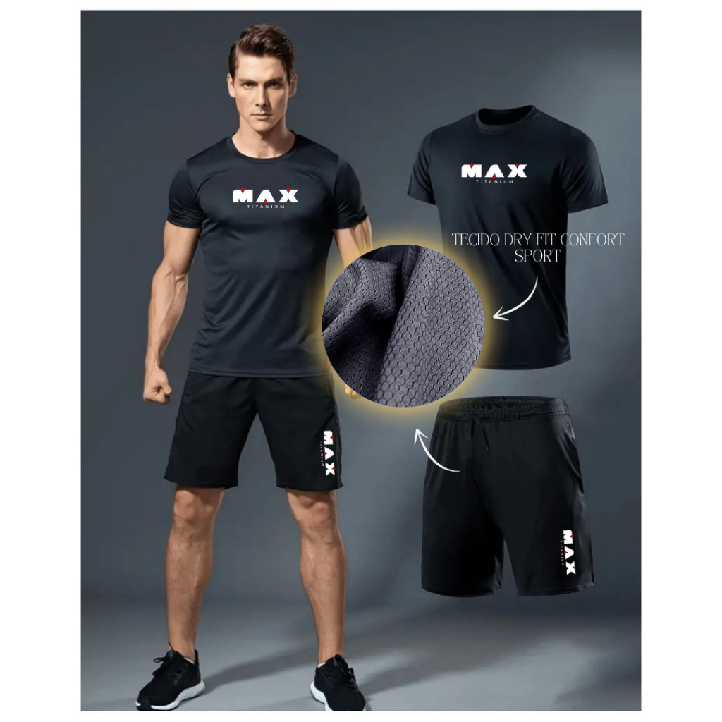 Kit Bermuda e Camisa  Esportivo Dry Fit Com Elastano Confort Masculino Short De futebol Academia Treino Praia