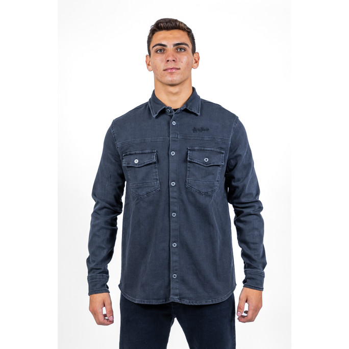 Camisa Jeans Masculina c Stretch - Lavagem Escura Nicoboco - Alta Qualidade