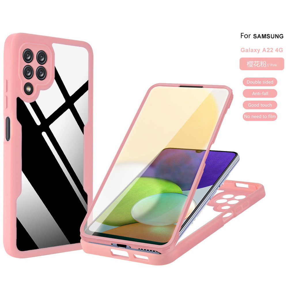 YBD 360 ° Capa Protetora Dupla Face Para Telefone Samsung Galaxy A12 Nacho M12 A12S F12 A22 4G 5G M22 M32 F22 4G M33 M53 Proteção Ultra Fina De Silicone Frontal E Traseira