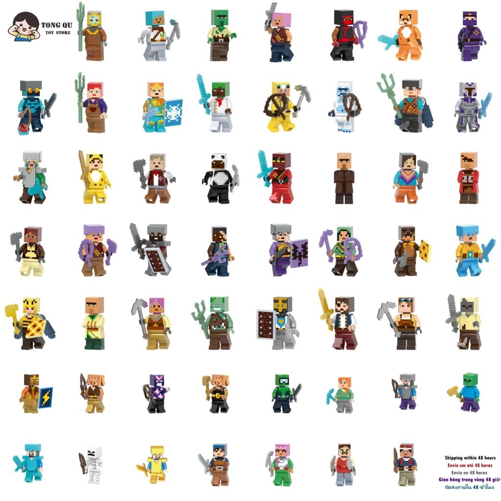 Minecraft Building Blocks Dolls Pixel Soldier Modelos Colecionáveis De Aniversário Brinquedos De Presente Minifigure