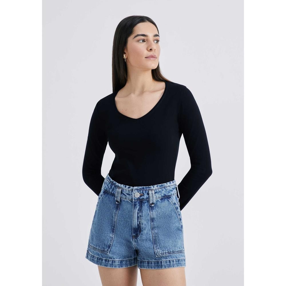 Blusa Básica Feminina Manga Longa Slim Hering