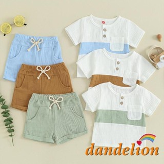 Conjuntos de 2pcs roupas para bebês infantil meninos de 0 -3 anos,Tops de manga curta em cores contrastantes + Shorts de cor sólida de verão em Oferta na Shopee