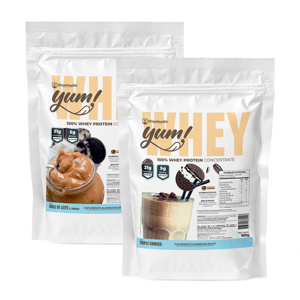 Kit 2 Yum! Whey 900g Doce de Leite + Triple Cookies - Wise