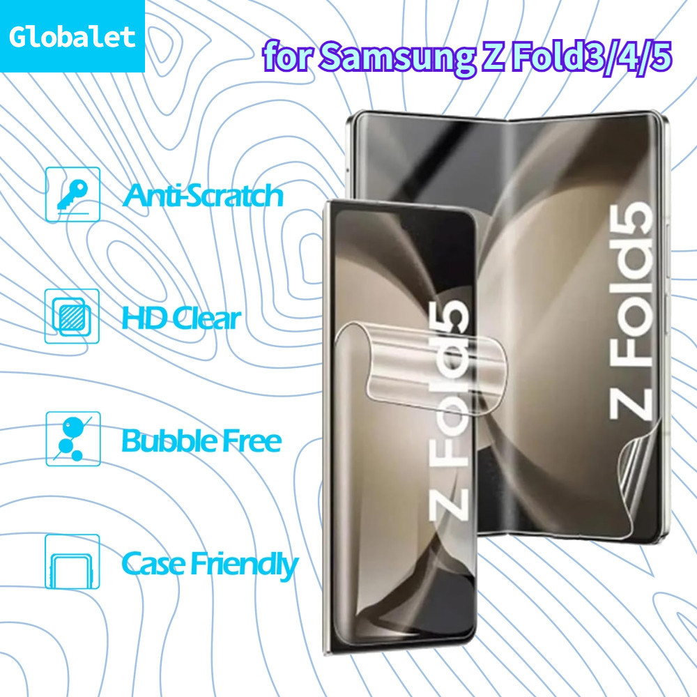 Globalet [60 Segundos Reparo Automático De Arranhões] Protetor De Tela Macio Para Samsung Galaxy Z Fold5 Fold 4 3 Membrana Frontal Hidrogel Flexível ZFold 5 Fold3 4