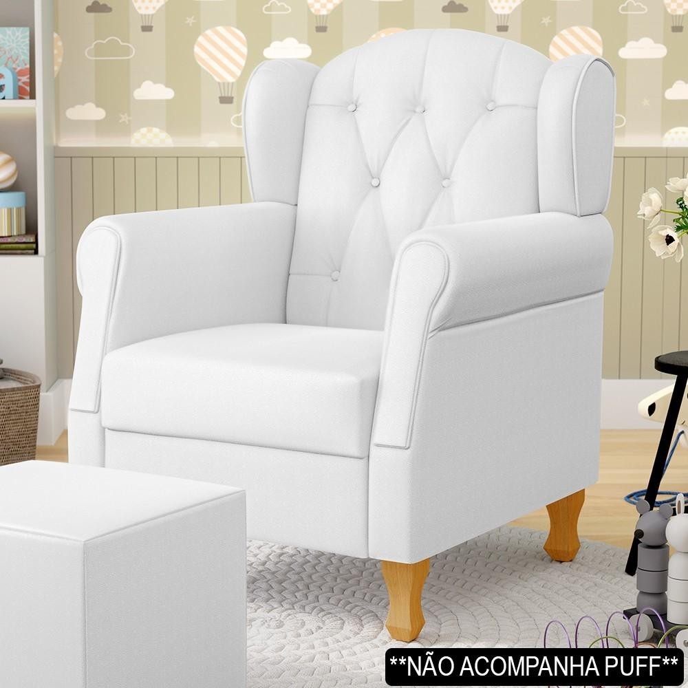 Poltrona de Amamentação e Descanso com Pés de Madeira Lucy P04 Sintético Branco - Mpozenato em Oferta na Shopee