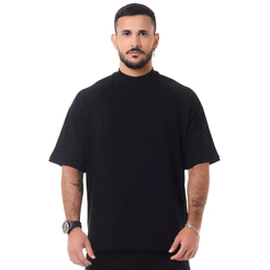 Camiseta Oversized Gola Alta Basic Preto Knulu