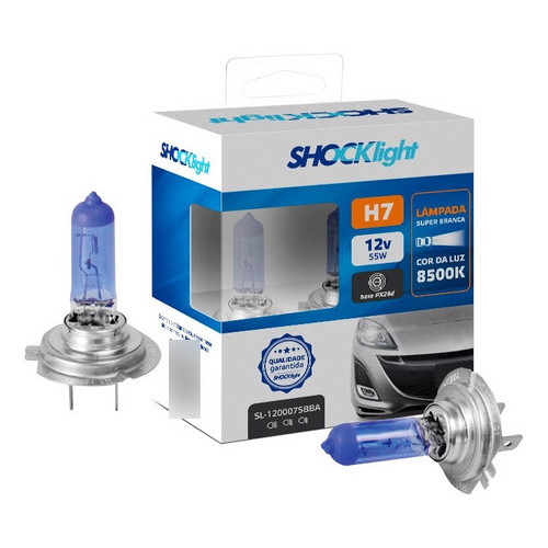 PAR LAMPADA HALOGENA SUPER BRANCA H7 12V 55W SHOCKLIGHT 120007SBBA em Oferta na Shopee