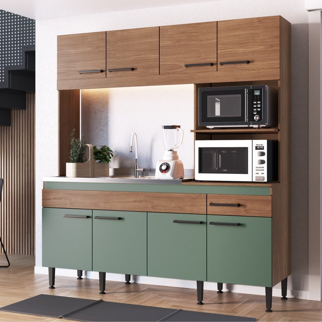 Cozinha Compacta 8 Portas 1 Gaveta 2 Nichos Luisa em Oferta na Shopee