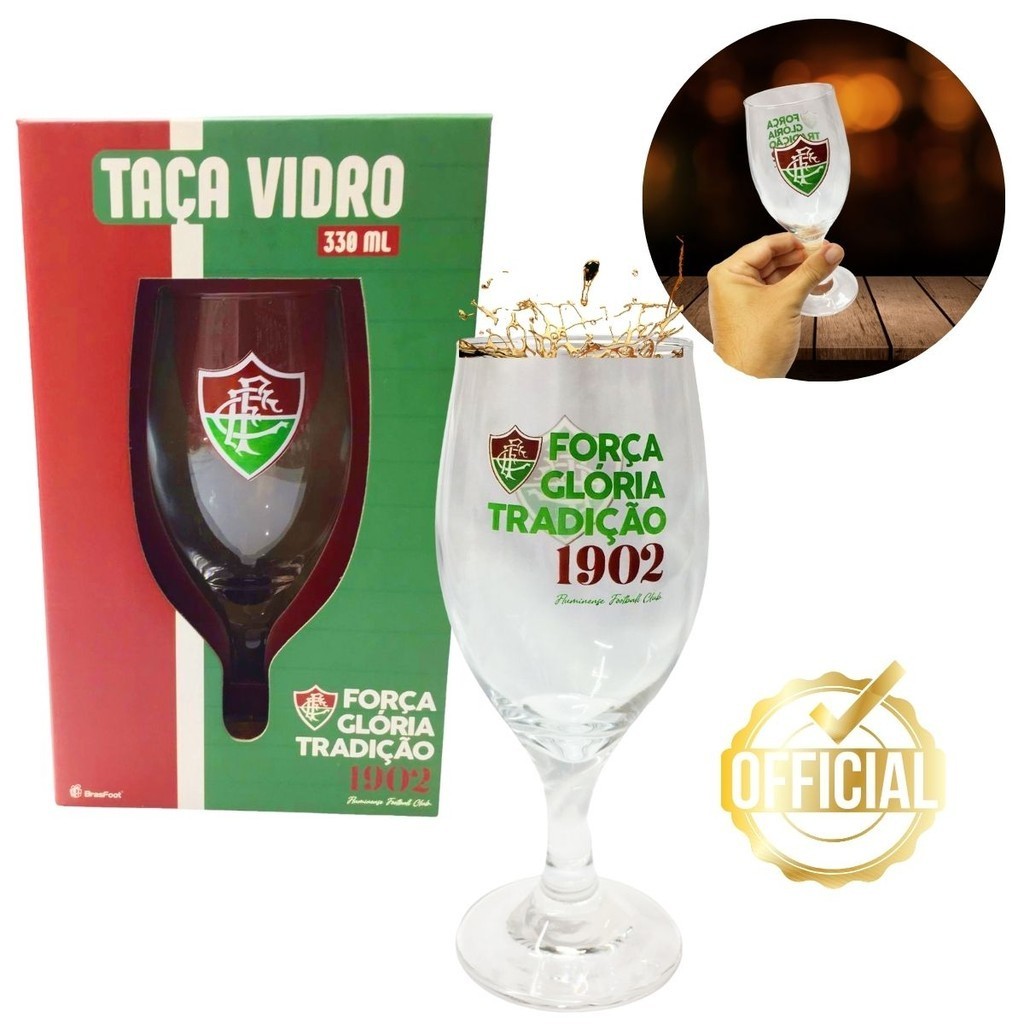 Taça Windsor 330ml Vidro Cerveja Coquetel Chopp Bar Fluminense Força Glória Tradição