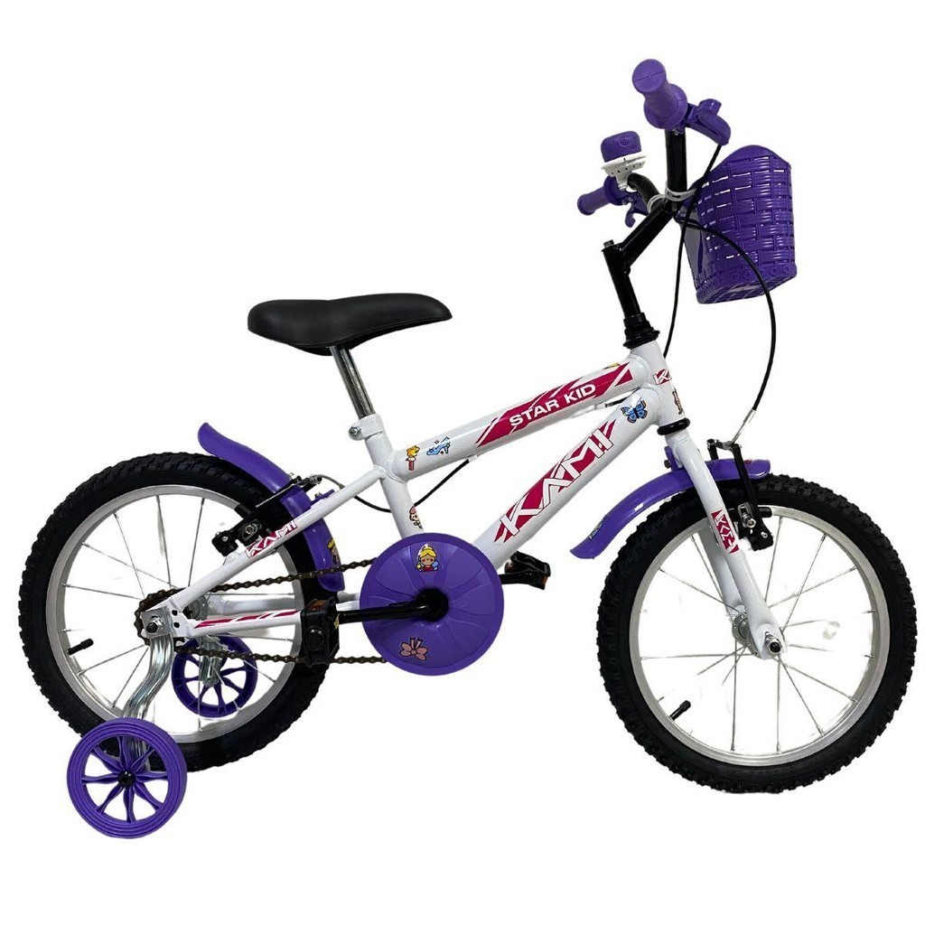 Bicicleta Aro 16 Infantil Menina Princesa Cor Branca Kami