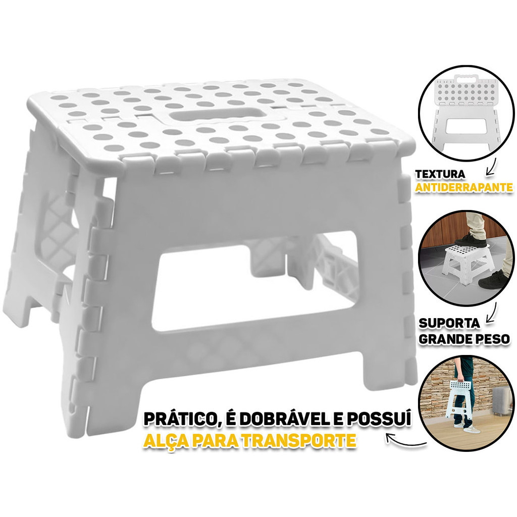 Banqueta Plástica Dobrável Multiuso Portátil Com Alça Para Uso Doméstico Tamanho Único - Home & Living