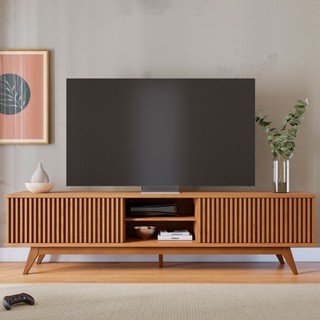Rack para TV 75 Polegadas Fortaleza 4 Portas 1 Prateleira Ripado em Oferta na Shopee