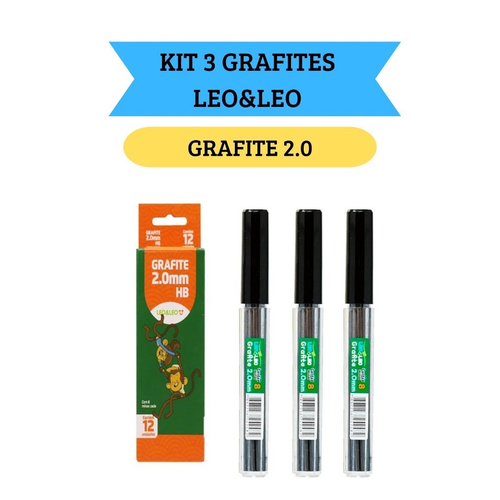 Kit 3 Grafites para Lapiseira Mina De Grafite 2.0mm Leo&Leo em Oferta na Shopee