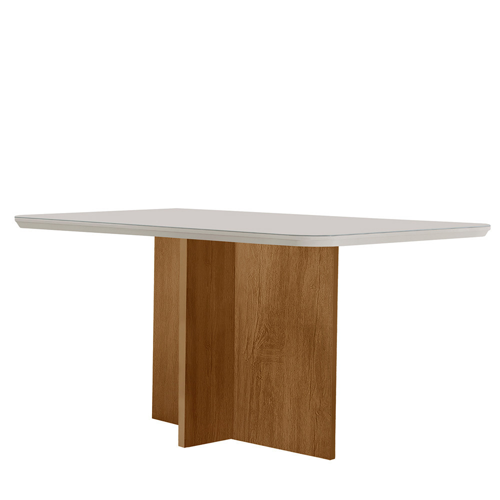Mesa Sala de Jantar Olimpia 120cm Em MDF e Vidro Com Canto Copo em Oferta na Shopee