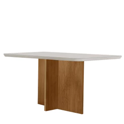 Mesa Sala de Jantar Olimpia 120cm Em MDF e Vidro Com Canto Copo