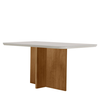 Mesa Sala de Jantar Olimpia 120cm Em MDF e Vidro Com Canto Copo em Oferta na Shopee