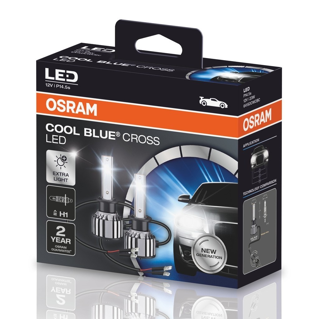 Par Lâmpada Osram Led Cool Blue Cross H1 6000K Super Branca