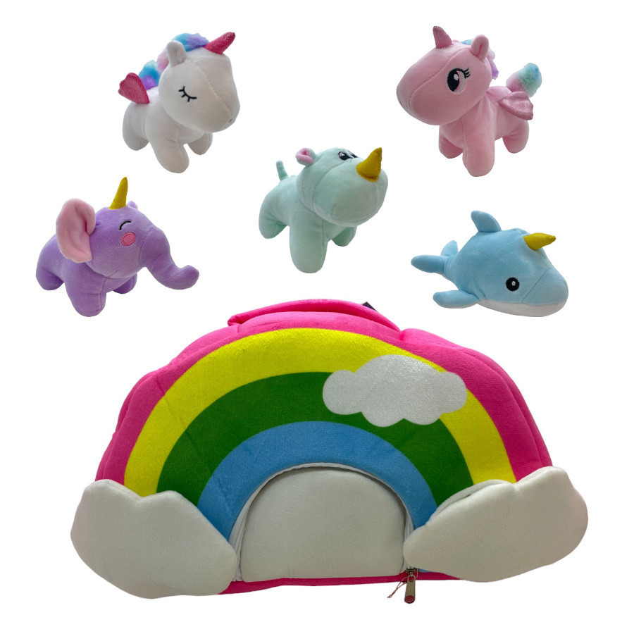 Arco-Íris Bolsa de Pelúcia com Animais - 30cm - 1 unidade - Rizzo - Mom & Baby