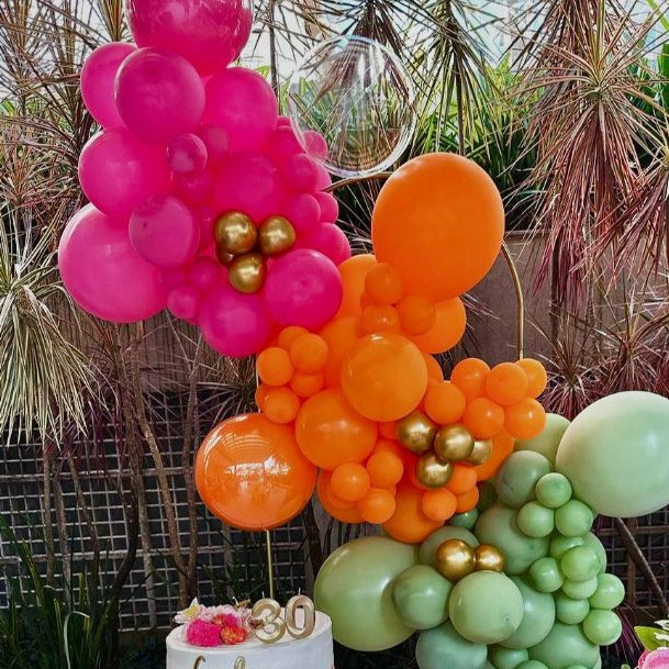 Kit Arco de Balões Rosa e Laranja – Festa Tardezinha Verão Pôr do Sol