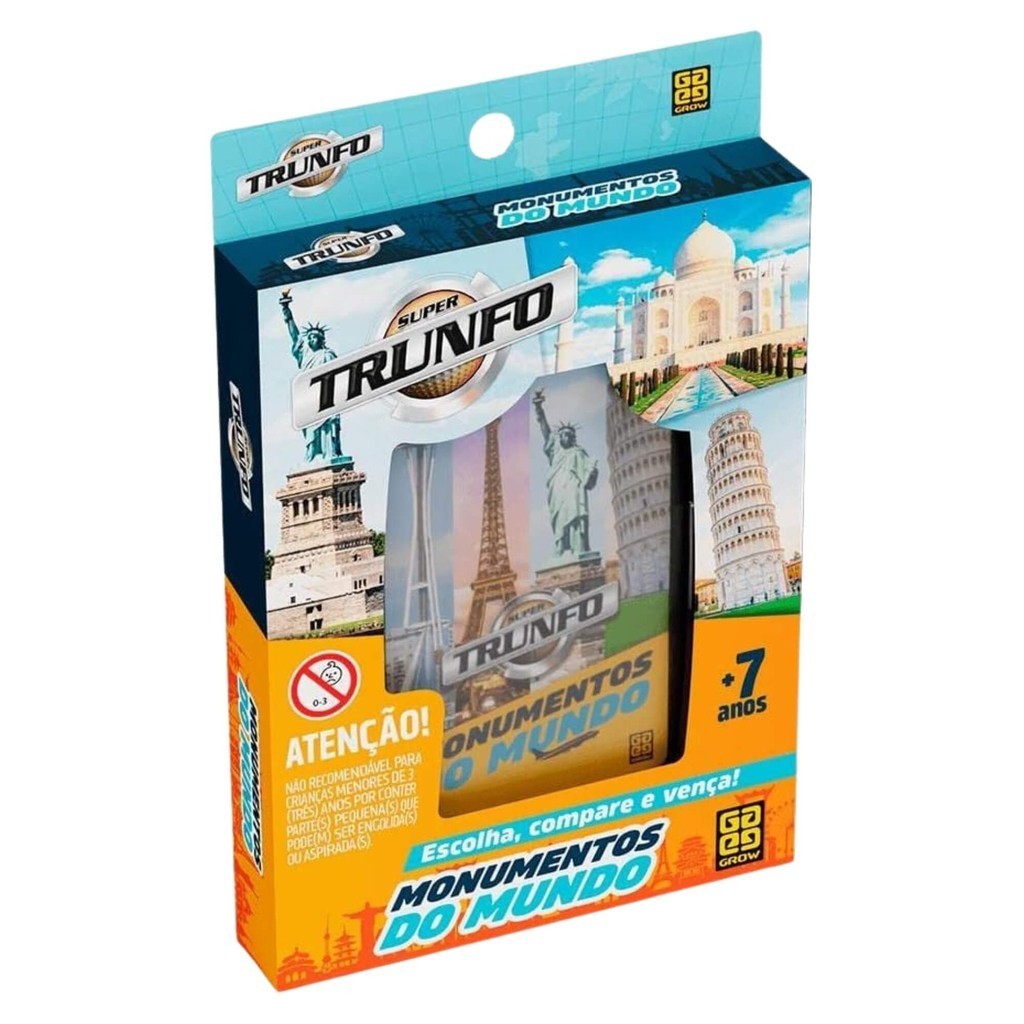 Brinquedo Infantil Jogo de Cartas Super Trunfo Monumentos do Mundo Grow - 03717