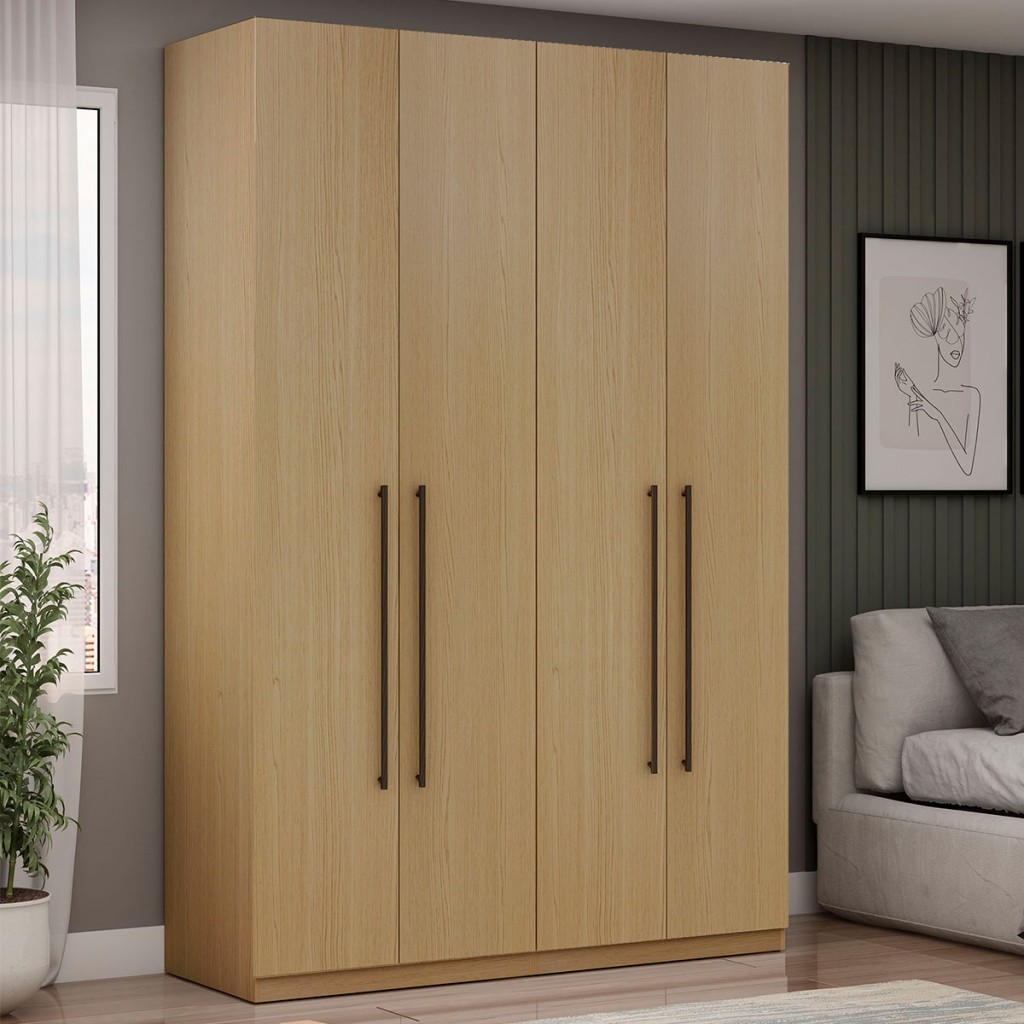 Guarda-Roupa Solteiro Infinity 4 Portas 3 Gavetas Savana - Genialflex em Oferta na Shopee