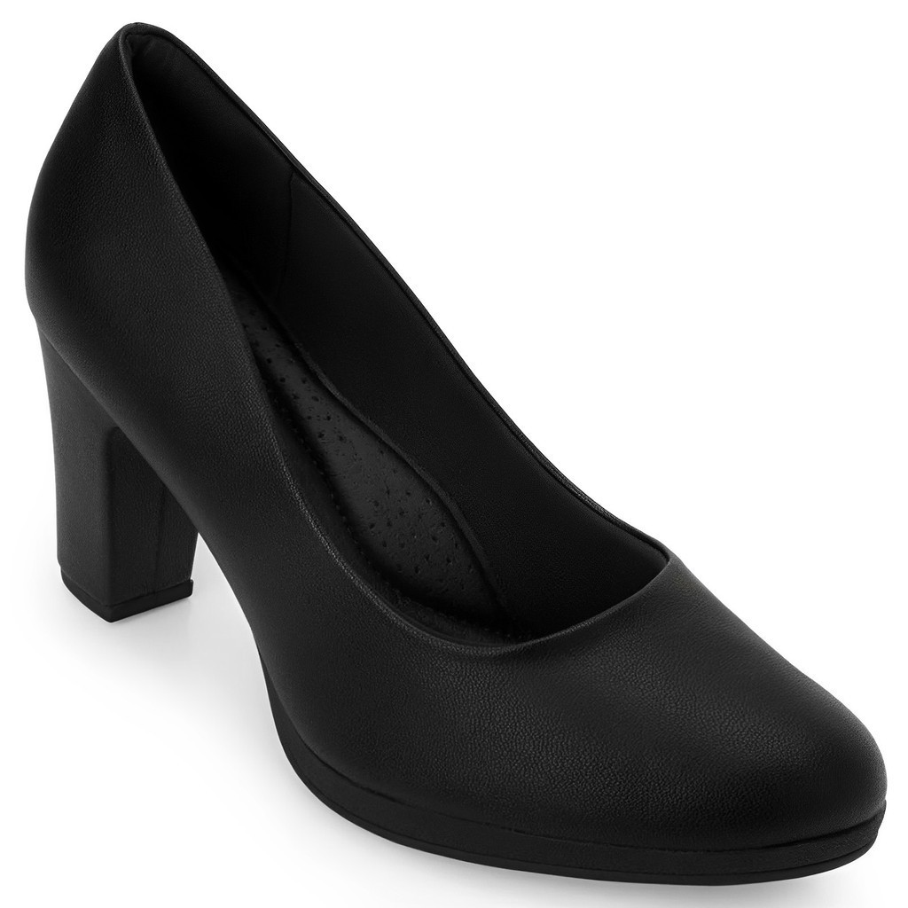 SAPATO FEMININO SOCIAL PICADILY SCARPIN UNIFORME SALTO GROSSO MEDIO C/ MEIA PATA TOTAL CONFORTO MACIO