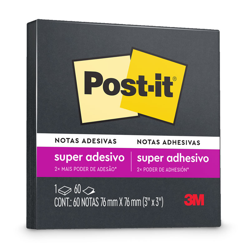 Bloco de notas super adesivas Post-it Preto Ônix 76x76mm 60 folhas 3M - Stationery