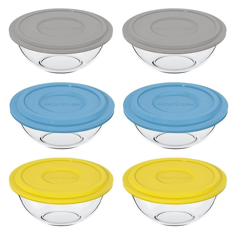 Tigela Marinex Plus 1,5L Média 30633 com Tampa| Cores Sortidas - Embalagem com 6 Peças
