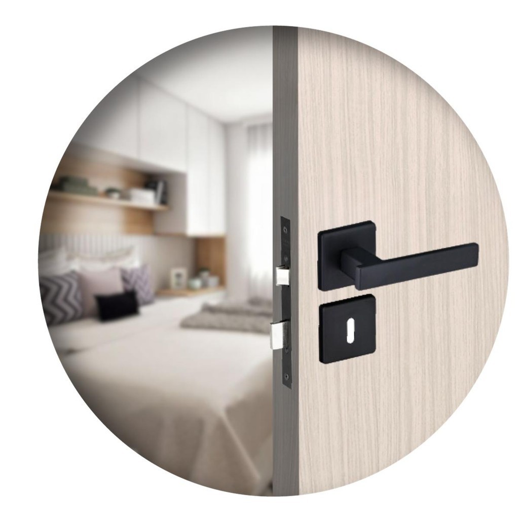 Fechadura Para Porta Interna Quarto Roseta Concept 408 Preta Pado 40mm em Oferta na Shopee