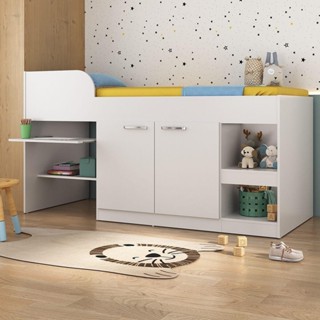 Cama Solteiro Multifuncional com Colchão Incluso 2 Portas e Escrivaninha Multimóveis MP4233 Branco em Oferta na Shopee