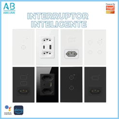 Interruptor Inteligente De Toque Wifi Tuya 1/2/3/4/6 Botões e Tomada Inteligente 10A Via App com Alexa e Google Home