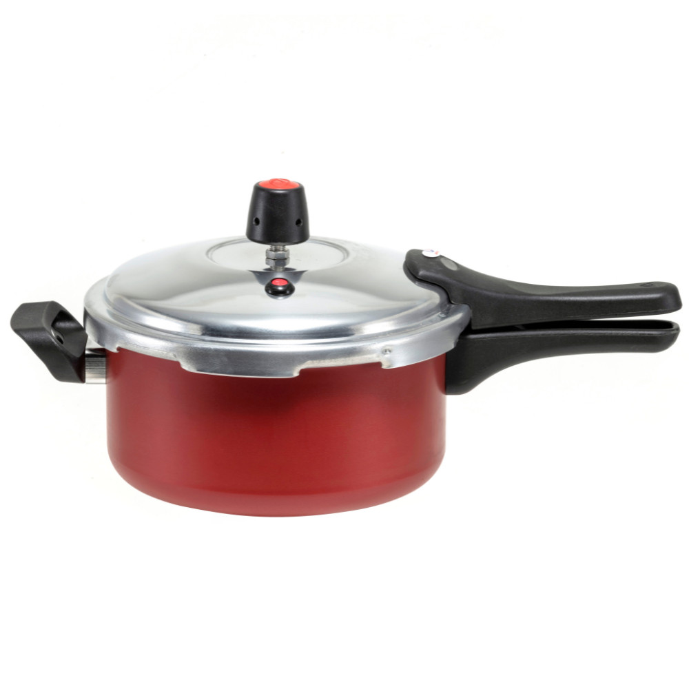 Panela de Pressao 3 Litros Fechamento Externo Pequena Aluminio Antiaderente Vermelho com Selo Inmetro e Perfeito Encaixe