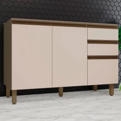 Balcão de Cozinha para pia 120 cm Connect 3 Portas 2 Gavetas 100% Mdf Duna/Cristal - Henn