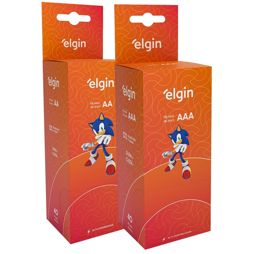 Kit 40 Pilhas Aa Pequena E 40  Aaa Palito Zinco Carvão Elgin em Oferta na Shopee