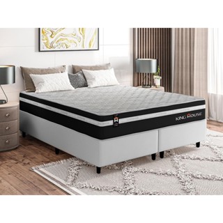 Conjunto Cama Box c/ Molas Ensacadas Durham Preto King 193x203x60 em Oferta na Shopee