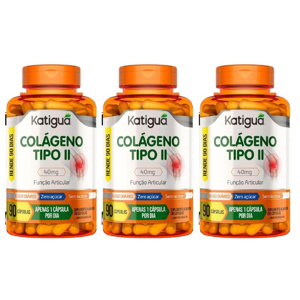 Kit Colágeno Tipo II Katiguá C/ 3 Potes De 90 Cápsulas Cada