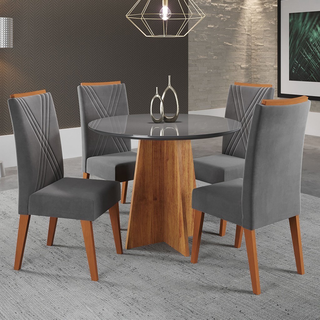 Mesa de Jantar 4 Lugares World com Vidro
