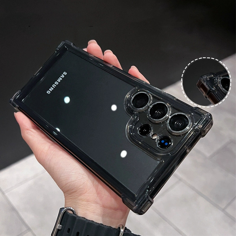 Capa De Luxo Transparente À Prova De Choque Para Samsung Galaxy S24 S23 S22 FE Plus S24 Ultra A34 A54 A15 A25 A35 A55 A53 5G Acrílico Duro