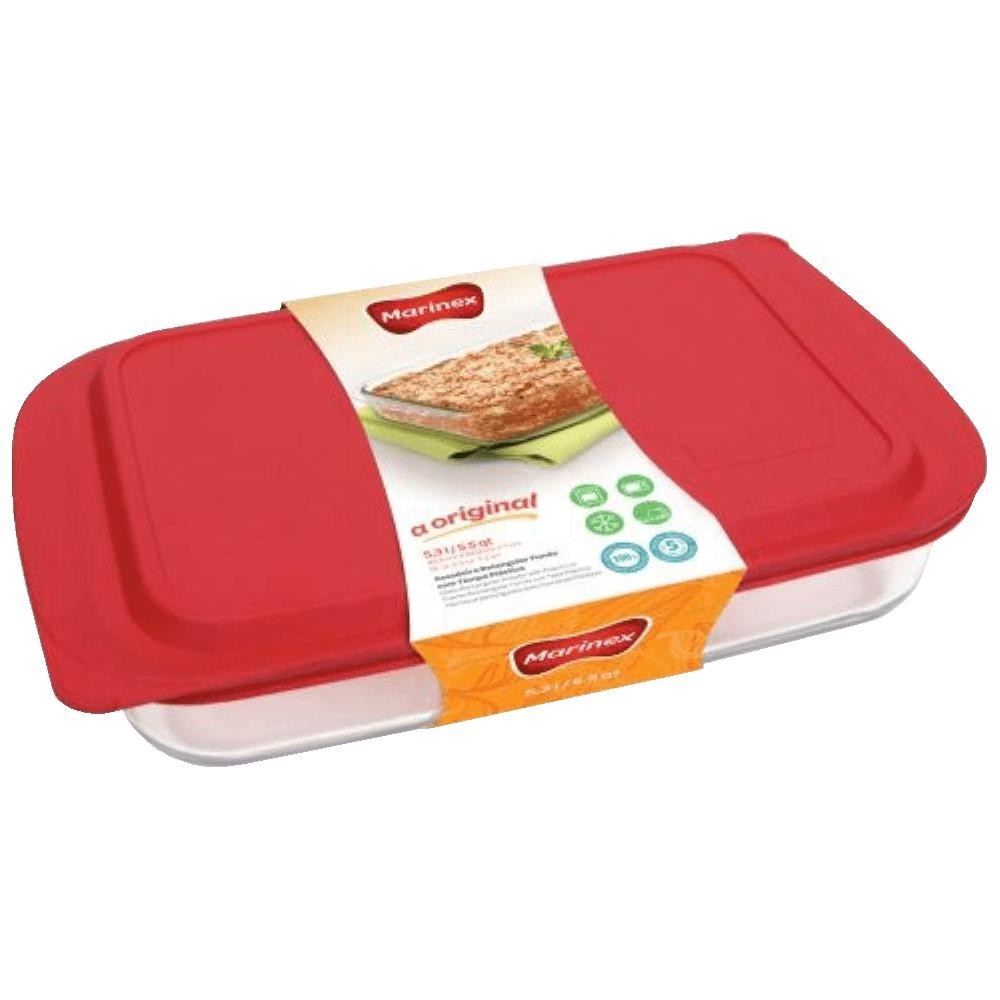Assadeira Retangular para Lasanha Marinex 5L com Tampa, Vidro Refratário - 6538 em Oferta na Shopee