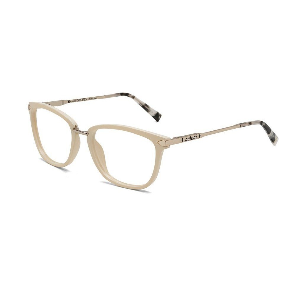 Armacao Óculos Colcci Anna C6095b7254 Branco Off White Brilho Dourado