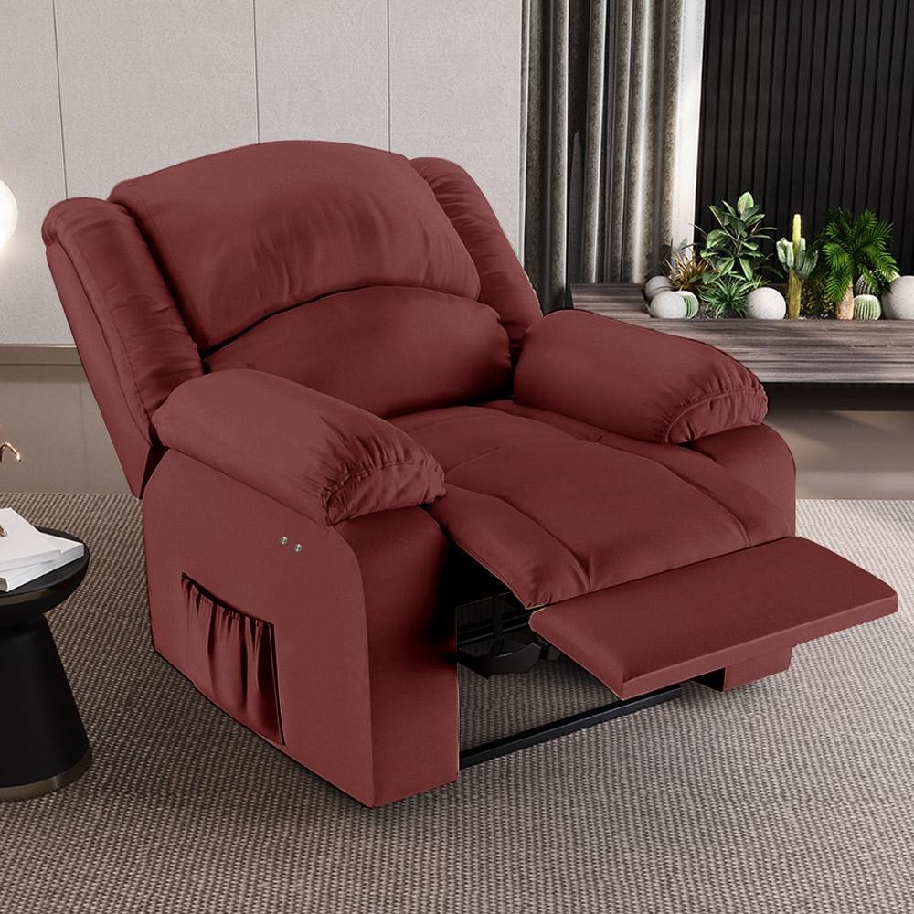 Imagem Poltrona do Papai Reclinável Sala de Cinema Madrid Power Touch Massagem USB PU Vermelho  G23