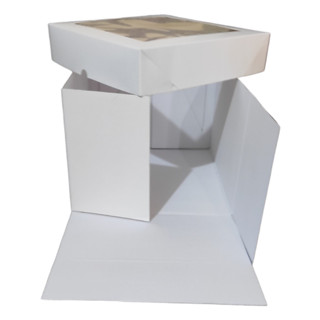caixa para bolo c/ visor 25x25x20 papelão branco 1uni ou 2un em Oferta na Shopee