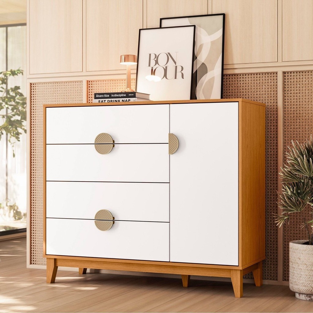 Cômoda Sapateira 1 Porta e 4 Gavetas em Oferta na Shopee