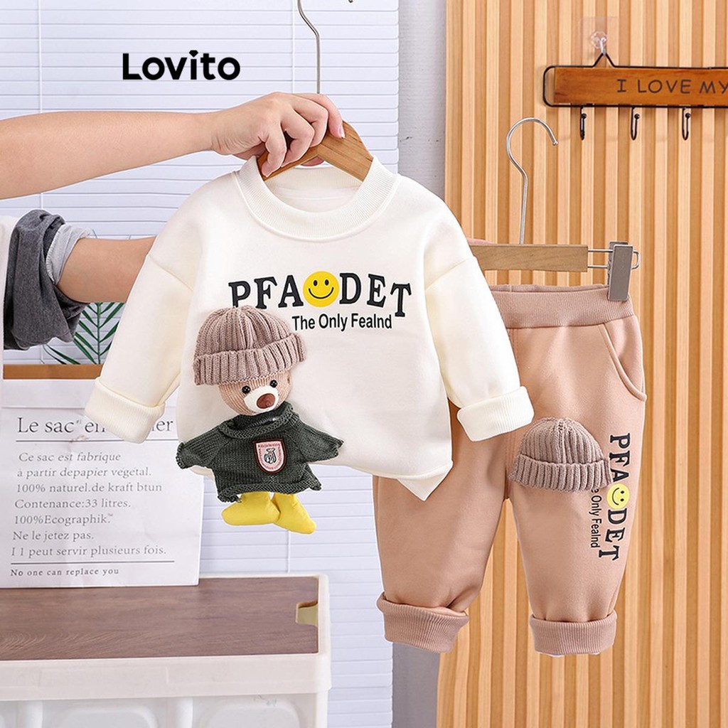 Lovito Conjuntos de calças com padrão de desenho animado preppy para meninos LNA96034 - Baby & Kids Fashion