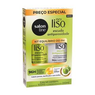 Kit Shampoo 300ml + Condicionador 200ml  Meu Liso Escudo Antiporosidade em Oferta na Shopee