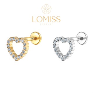 Piercing Labret Aço Cirúrgico com Coração Vazado e Zircônia Helix Tragus Conch Boca Orelha em Oferta na Shopee