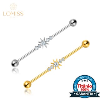 Piercing Transversal Titânio Zircônia Cravejada em Oferta na Shopee