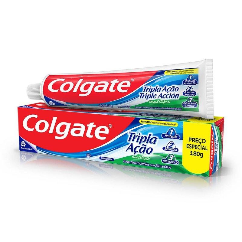 Creme Dental Colgate Tripla Ação Sabor Menta Original Preço Especial 180g em Oferta na Shopee
