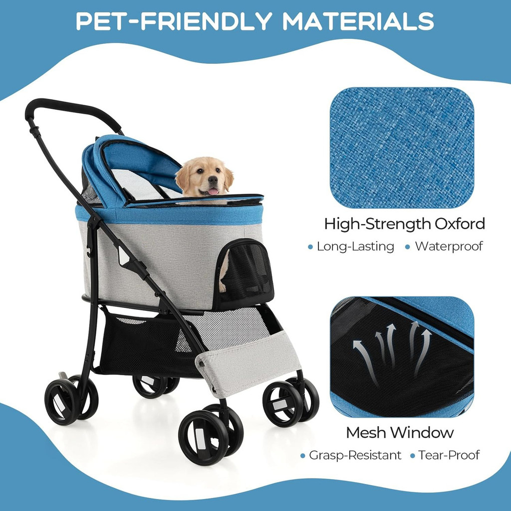 Carrinho De Passeio Pet Com Porta Copo Para Cães E Gatos 100