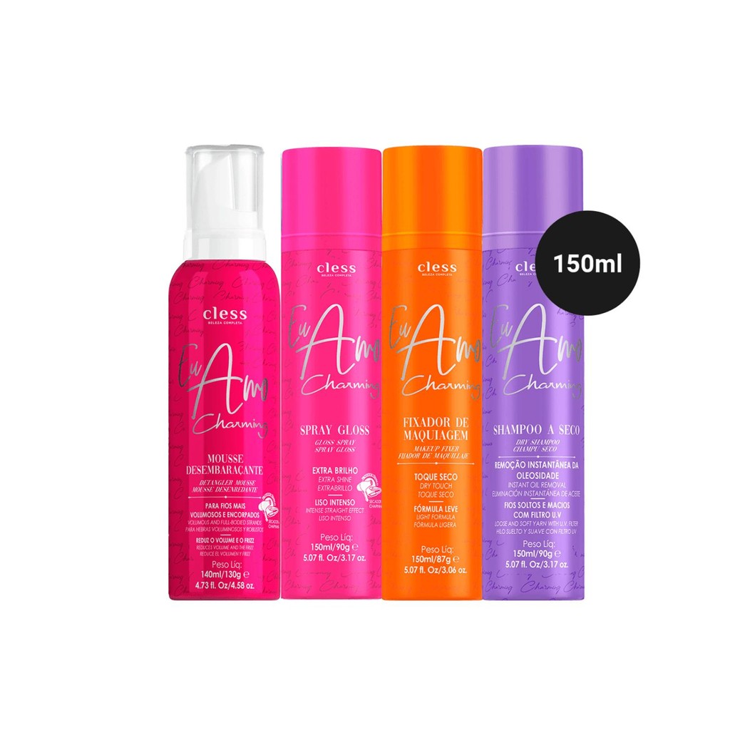 Kit Fixador + Shampoo Seco + Mousse Desemb. + Spray Gloss em Oferta na Shopee